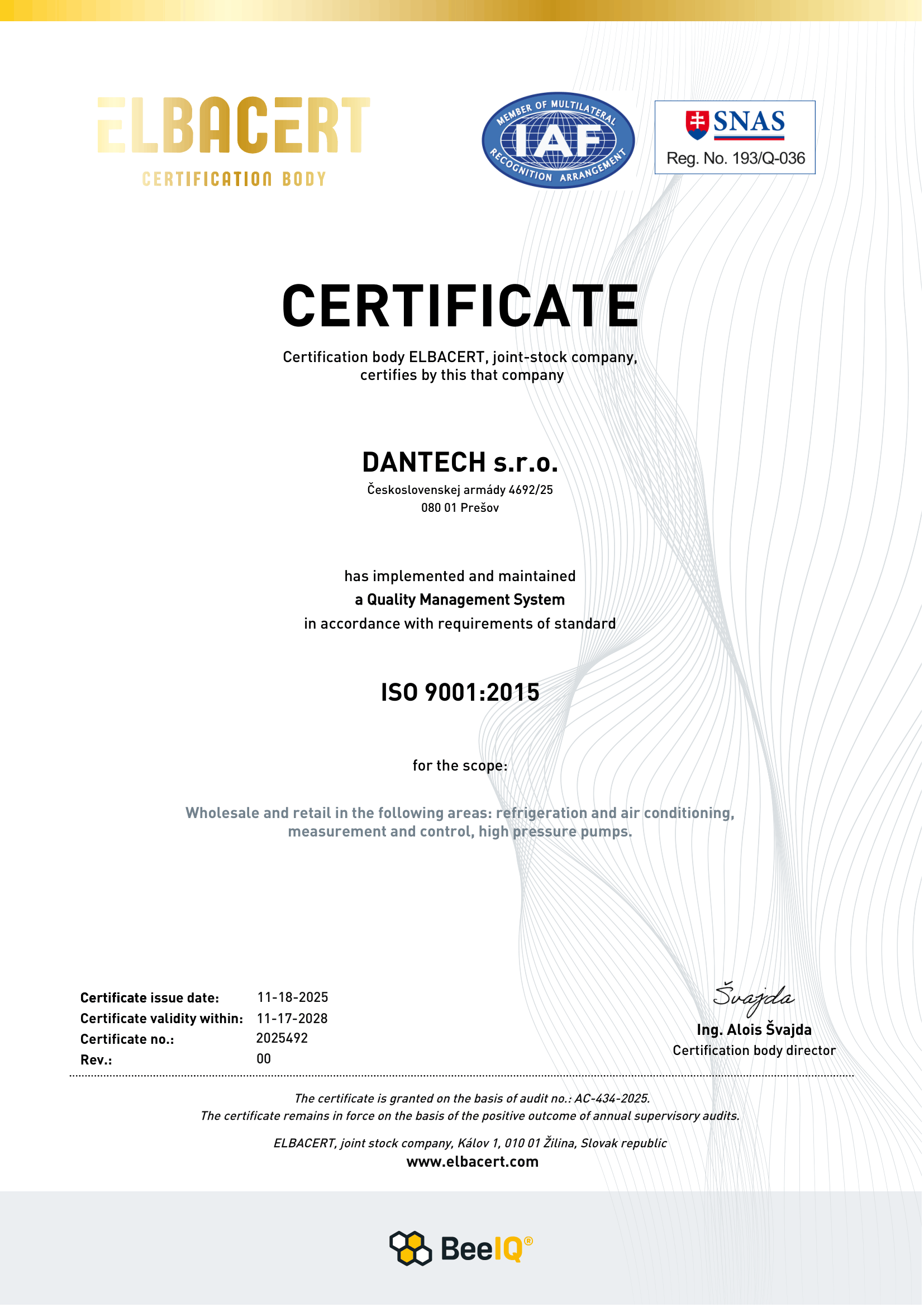 ISO 9001:2015 certificate – English version